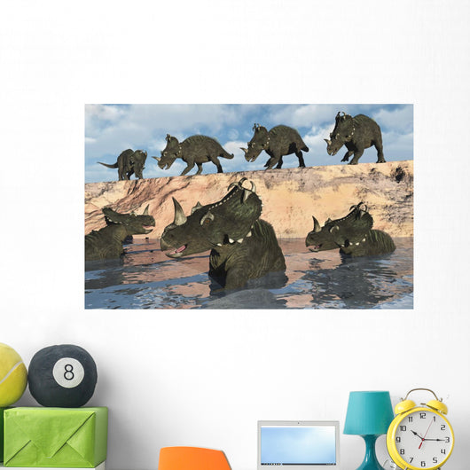 Herd Centrosaurus Dinosaurs Crossing Wall Decal