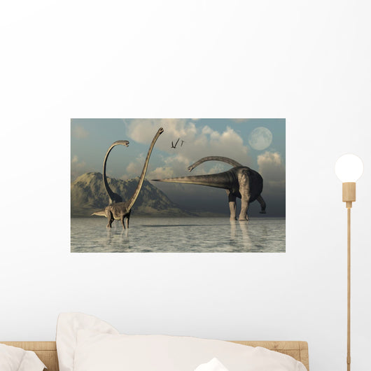 Small Herd Omeisaurus Dinosaurs Wall Decal