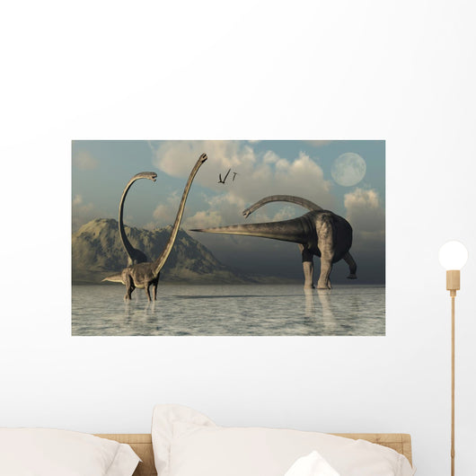 Small Herd Omeisaurus Dinosaurs Wall Decal