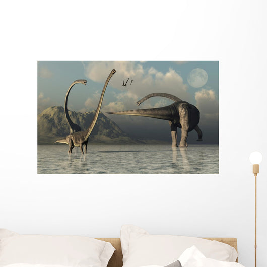 Small Herd Omeisaurus Dinosaurs Wall Decal