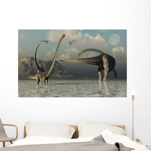 Small Herd Omeisaurus Dinosaurs Wall Decal