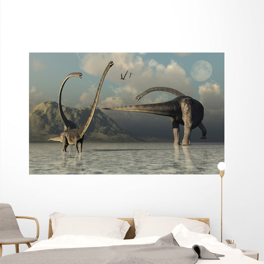Small Herd Omeisaurus Dinosaurs Wall Decal