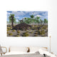 Velociraptors Attacking Armored Pinacosaurus Landscape Wall Decal