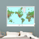 Topographical World Map Wall Mural