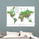Topographical World Map Wall Mural