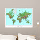 Topographical World Map Wall Mural