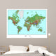Topographical World Map Wall Mural