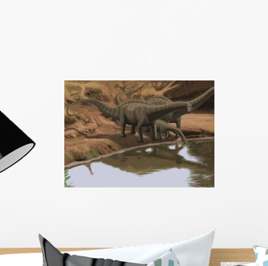 Apatosaurus Dinosaurs Drinking Water Wall Decal