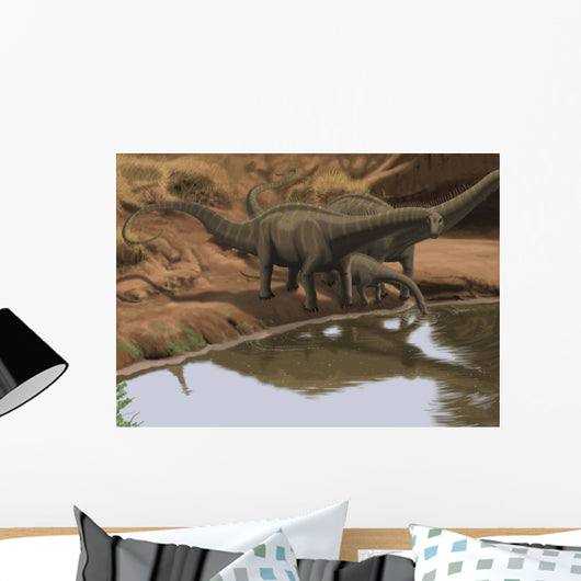 Apatosaurus Dinosaurs Drinking Water Wall Decal