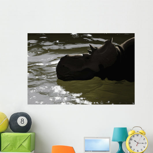 Pachyrhinosaurus Dinosaur Prehistoric Lake Wall Decal
