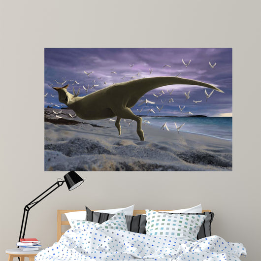 Albino Carnotaurus Surprising Flock Wall Decal