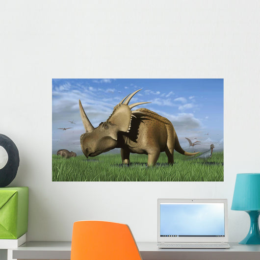 Group Dinosaurs Grazing Grassy Wall Decal