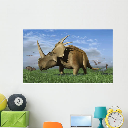 Group Dinosaurs Grazing Grassy Wall Decal