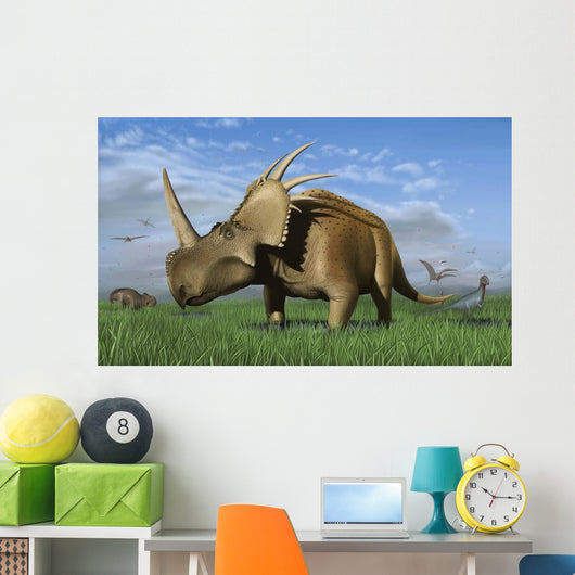 Group Dinosaurs Grazing Grassy Wall Decal