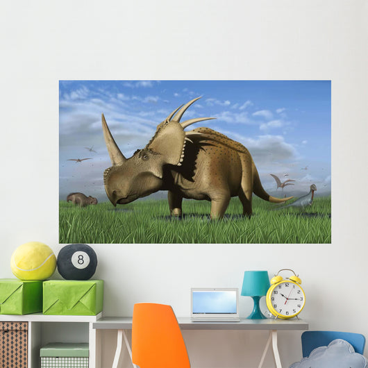 Group Dinosaurs Grazing Grassy Wall Decal