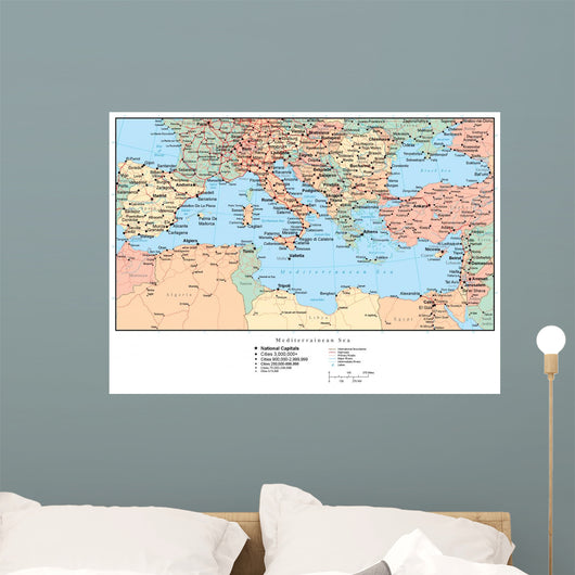 Map of the Mediterranean (Europe) Wall Mural