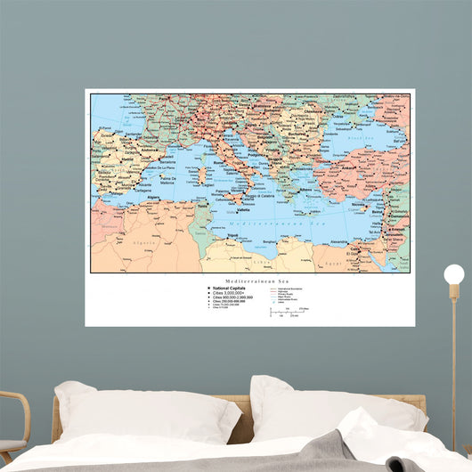 Map of the Mediterranean (Europe) Wall Mural
