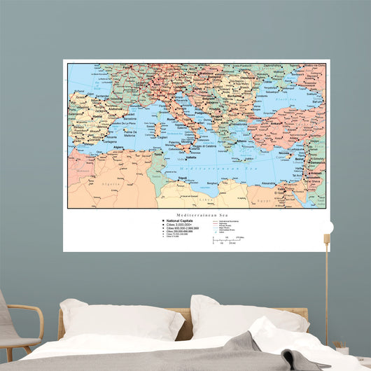 Map of the Mediterranean (Europe) Wall Mural