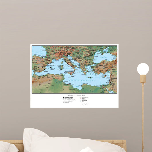 Map of the Mediterranean Europe Wall Mural