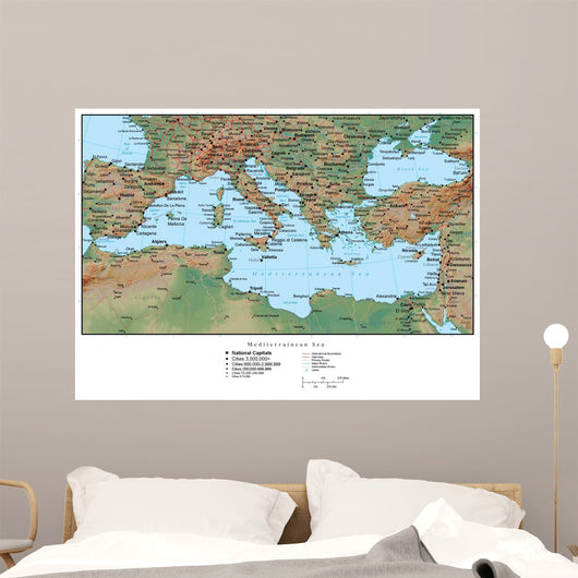 Map of the Mediterranean Europe Wall Mural