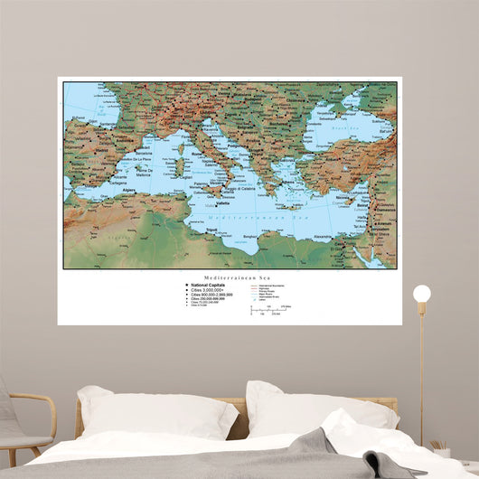 Map of the Mediterranean Europe Wall Mural