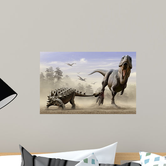 Euoplocephalus Hits T-rexs Foot Wall Decal