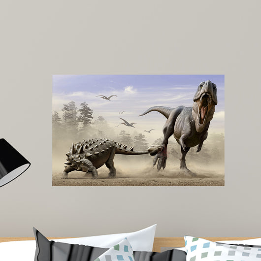 Euoplocephalus Hits T-rexs Foot Wall Decal