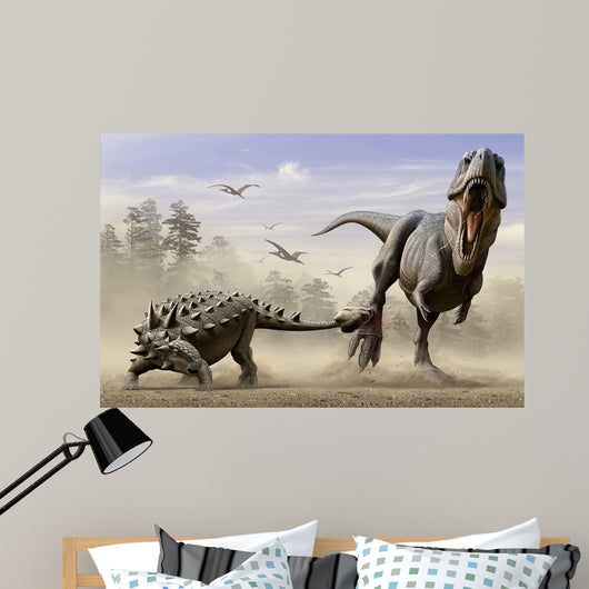 Euoplocephalus Hits T-rexs Foot Wall Decal
