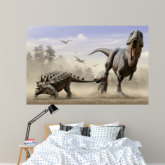 Euoplocephalus Hits T-rexs Foot Wall Decal