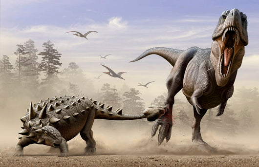 Euoplocephalus Hits T-rexs Foot Wall Decal