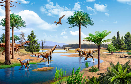 Two Herrerasaurus Dinosaurs Chasing Wall Decal