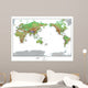 Topographical World Map Wall Mural