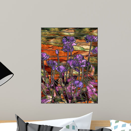 Stained Glass Poppies Wall Mural