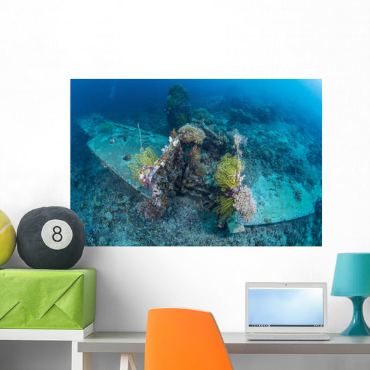 Airplane Wreck Sitting atop Wall Decal