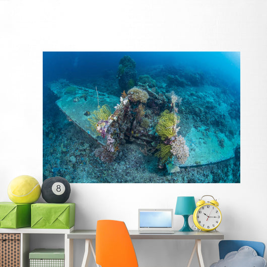 Airplane Wreck Sitting atop Wall Decal