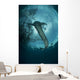 Whale Shark Swimming up Light Rays Wall Decal