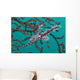 Red and White Ornate Blue-Green Wall Decal