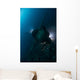 Diver Exploring Wreck Japanese Vertical Wall Decal