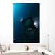 Diver Exploring Wreck Japanese Vertical Wall Decal