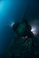 Diver Exploring Wreck Japanese Vertical Wall Decal