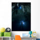 Backlit Diver Chandelier Cave Wall Decal