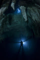 Backlit Diver Chandelier Cave Wall Decal