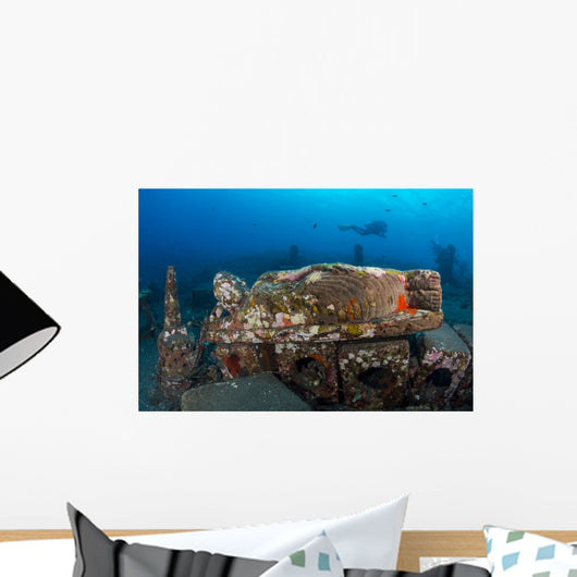 Submerged Reclining Buddha Statue Wall Decal