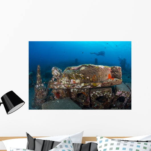 Submerged Reclining Buddha Statue Wall Decal