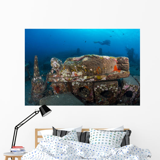 Submerged Reclining Buddha Statue Wall Decal