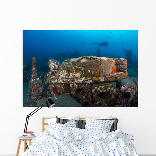 Submerged Reclining Buddha Statue Wall Decal