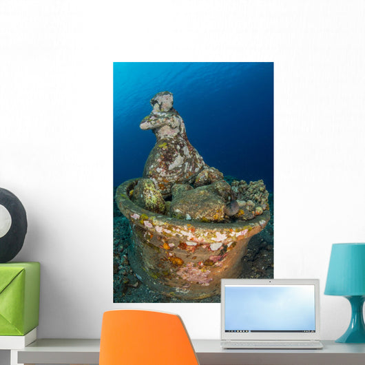 Submerged Greek-style Statue Circular Wall Decal