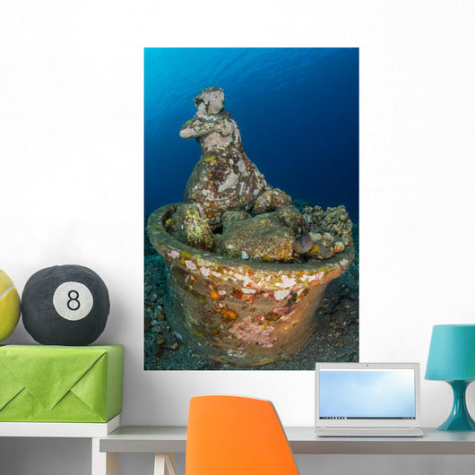 Submerged Greek-style Statue Circular Wall Decal