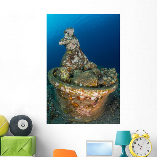 Submerged Greek-style Statue Circular Wall Decal