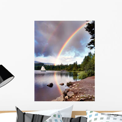 Sailing under Rainbows Oregon Wall Mural shown on a wall